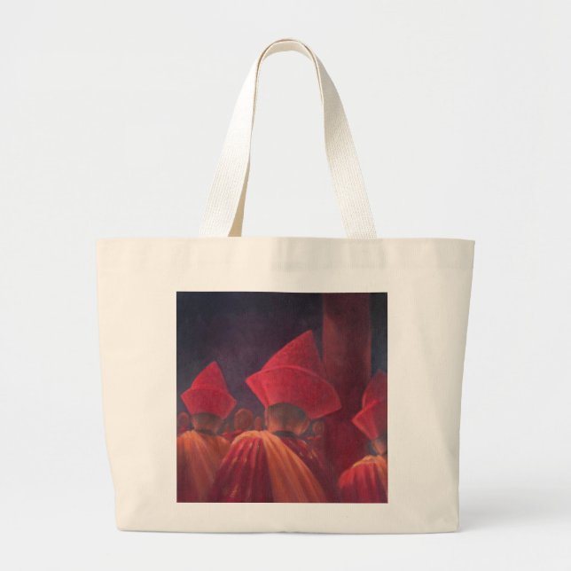 Buddhist Monks Bhutan 2012 Large Tote Bag (Front)
