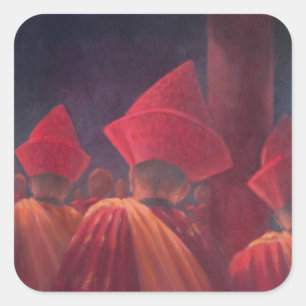 Buddhist Monks Bhutan 2012 Square Sticker