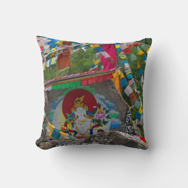 Buddhist Painting on Rocks Cushion (Front)
