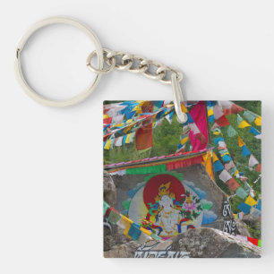 Buddhist Painting on Rocks Key Ring