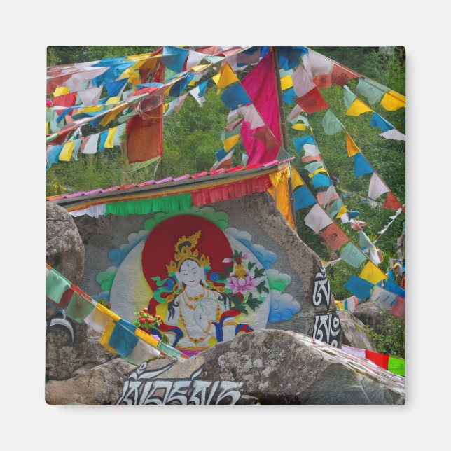 Buddhist Painting on Rocks Magnet (Front)