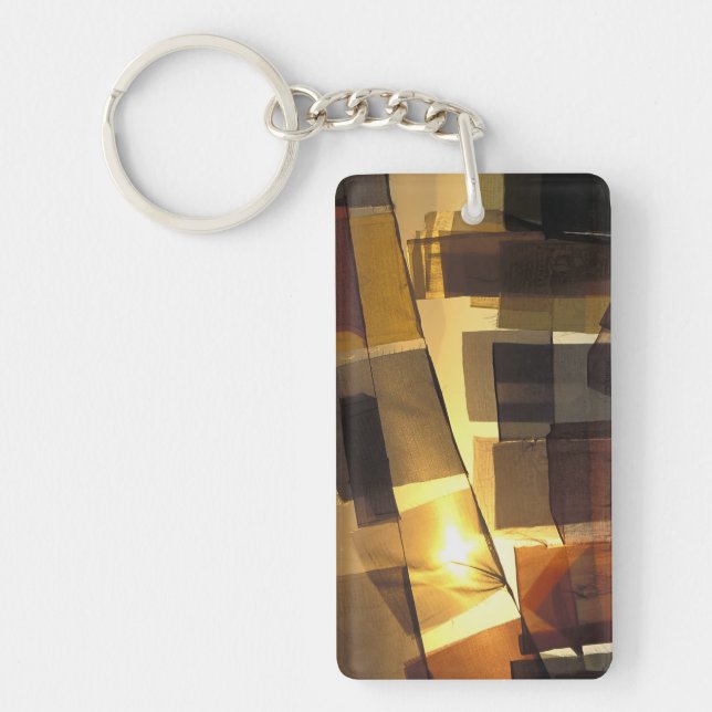 Buddhist prayer flags in the sunset, key ring (Front)