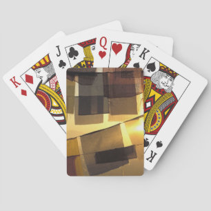 Buddhist prayer flags in the sunset, playing cards