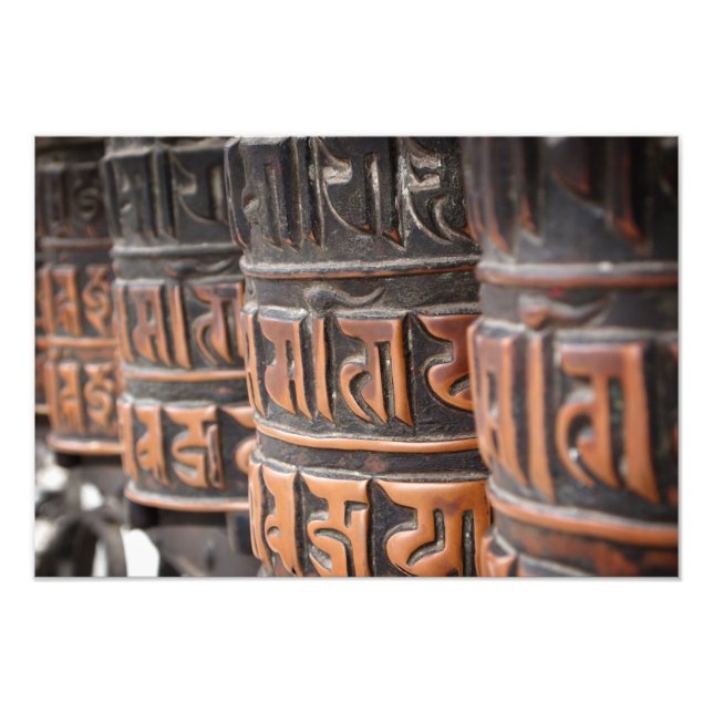 Buddhist prayer wheels photo print (Front)