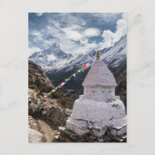 Buddhist Shrine & Prayer Flags, Himalaya Mountains Postcard