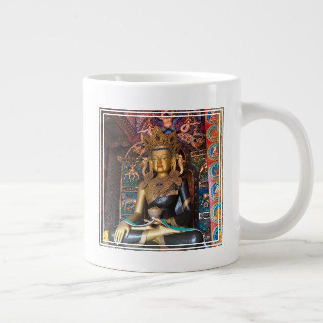Buddhist Statue in Litang Monastery Large Coffee Mug (Right)