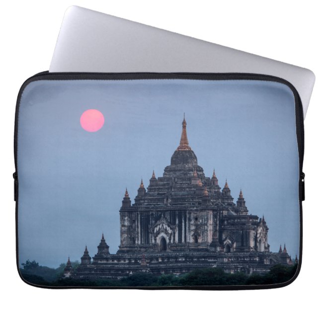 Buddhist Temple At Sunset Laptop Sleeve (Front)