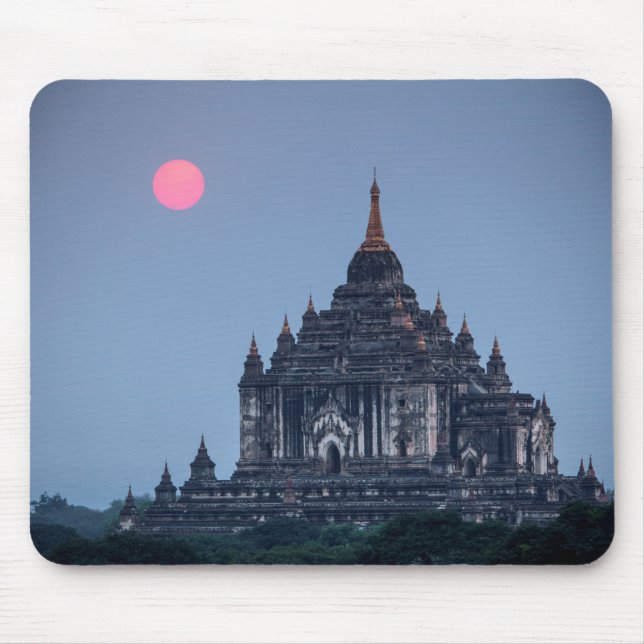 Buddhist Temple At Sunset Mouse Pad (Front)