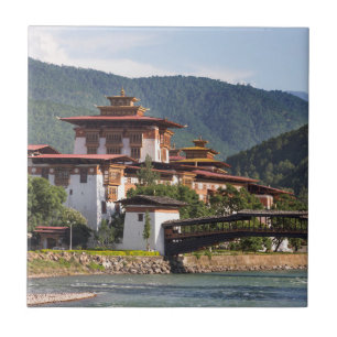 Buddhist Temple By River Ceramic Tile