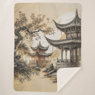 Buddhist Temple Sherpa Blanket