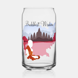 Buddhist Wisdom Map of Cambodia with Monk Can Glass