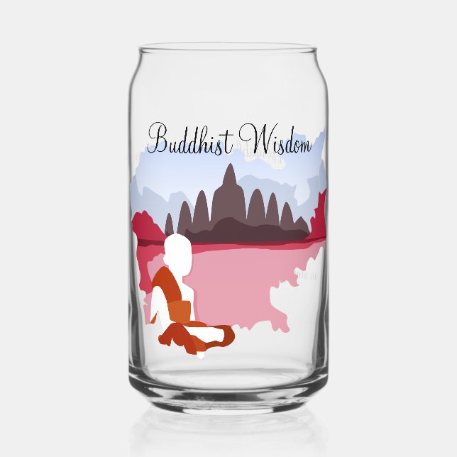 Buddhist Wisdom Map of Cambodia with Monk Can Glass (Front)