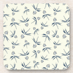 Budding Blue Branches on cream - seamless pattern. Coaster