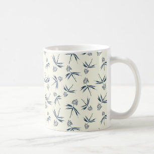 Budding Blue Branches on cream - seamless pattern. Coffee Mug