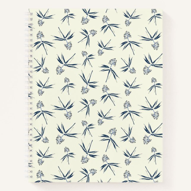 Budding Blue Branches on cream - seamless pattern. Notebook (Front)
