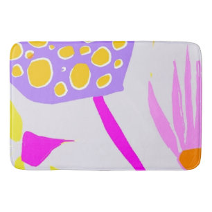 Budding botanical illustration bath mat