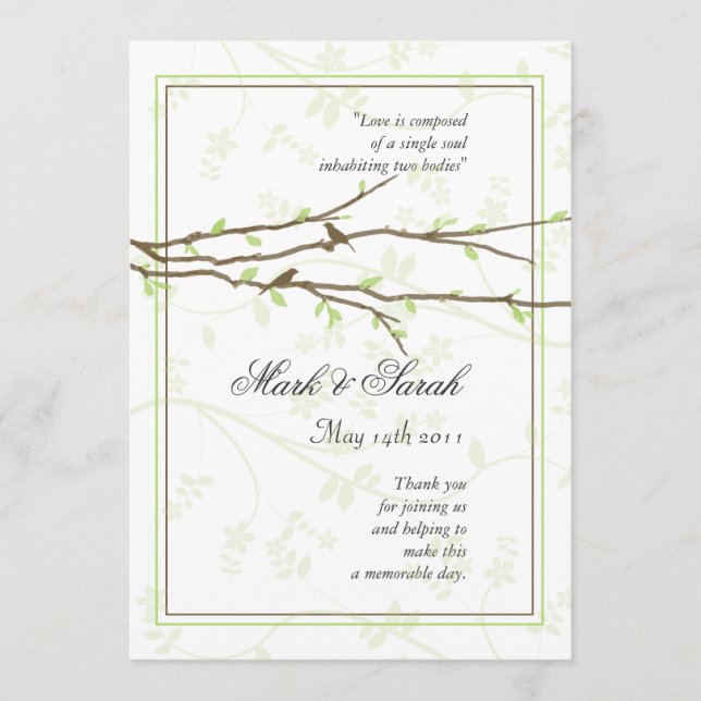 Budding Branches with Love Birds Program (Front)