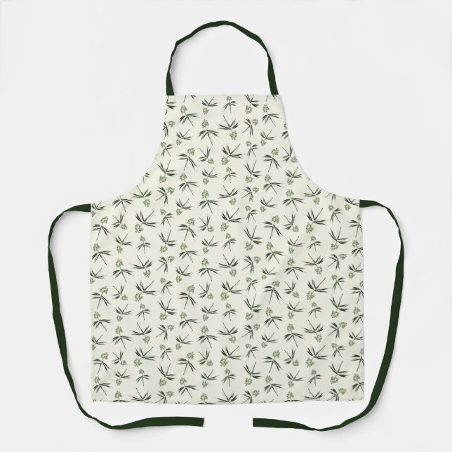 Budding Green Branches on cream - seamless pattern Apron (Front)