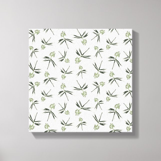 Budding Green Branches on cream - seamless pattern Canvas Print (Front)