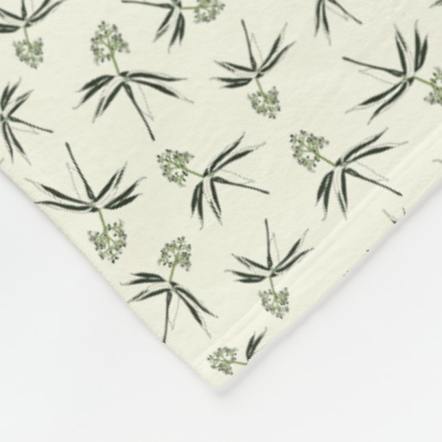 Budding Green Branches on cream - seamless pattern Fleece Blanket (Corner)