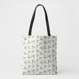 Budding Green Branches on cream - seamless pattern Tote Bag