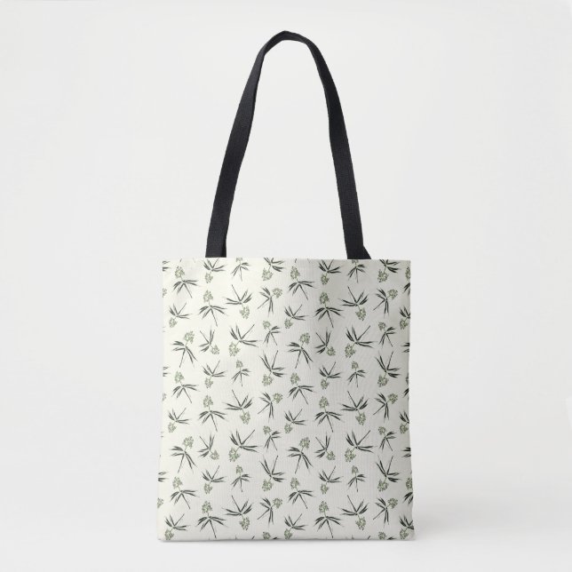 Budding Green Branches on cream - seamless pattern Tote Bag (Front)