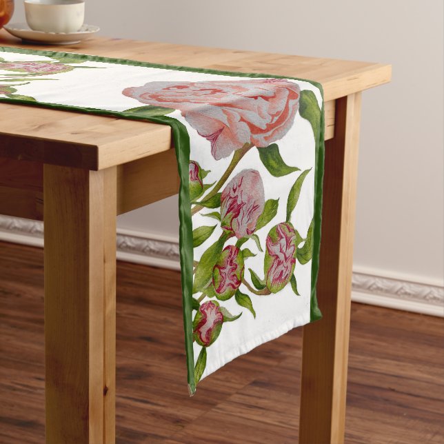 Budding Peonies on a Table Runner (In Situ)