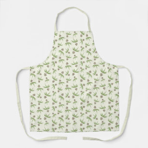 Budding Red Branches on cream - seamless pattern. Apron