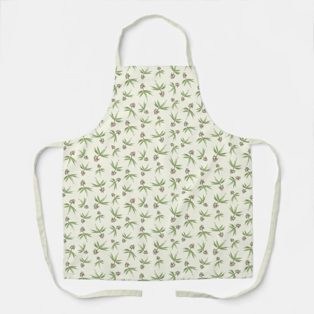 Budding Red Branches on cream - seamless pattern. Apron (Front)