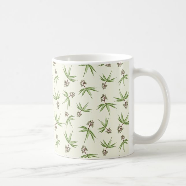 Budding Red Branches on cream - seamless pattern. Coffee Mug (Right)