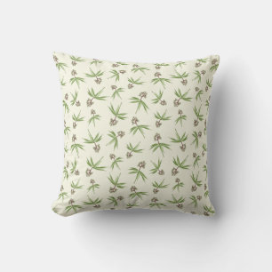 Budding Red Branches on cream - seamless pattern. Cushion