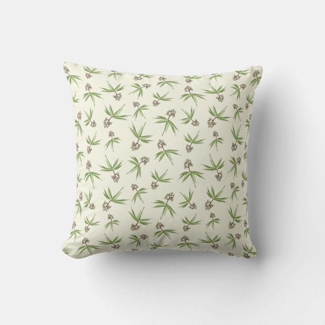 Budding Red Branches on cream - seamless pattern. Cushion (Front)