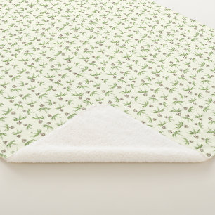 Budding Red Branches on cream - seamless pattern. Sherpa Blanket