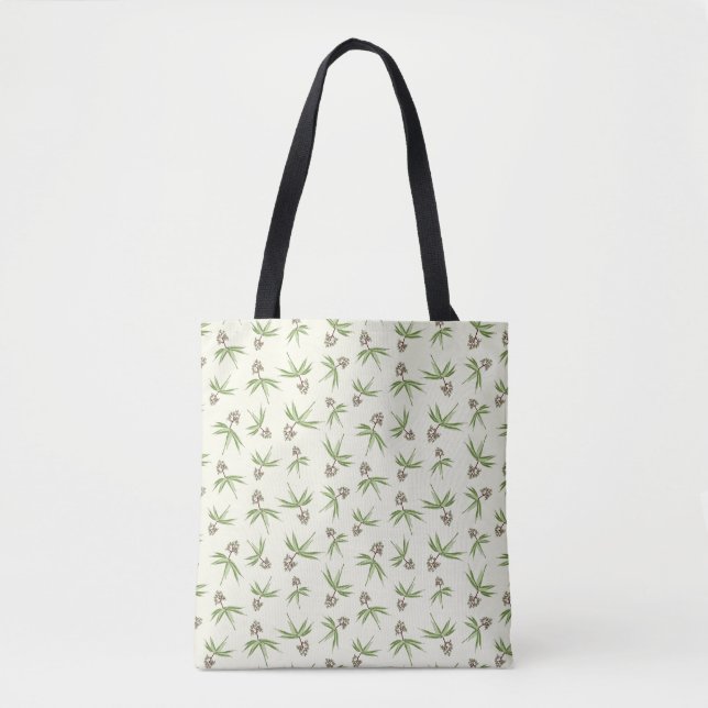 Budding  Red Branches on cream - seamless pattern. Tote Bag (Front)