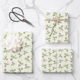 Budding Red Branches on cream - seamless pattern. Wrapping Paper Sheet