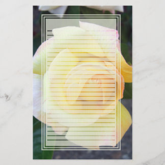 Budding Yellow Rose Lined Stationery