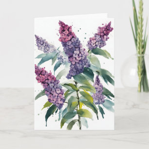 Buddleia - Watercolor flowers Card