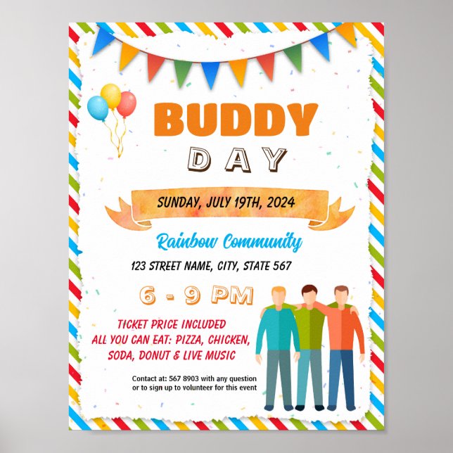 Buddy day event flyer poster template (Front)