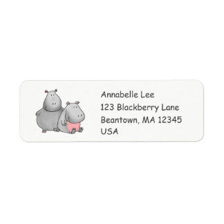 Buddy Hippos Return Address Label