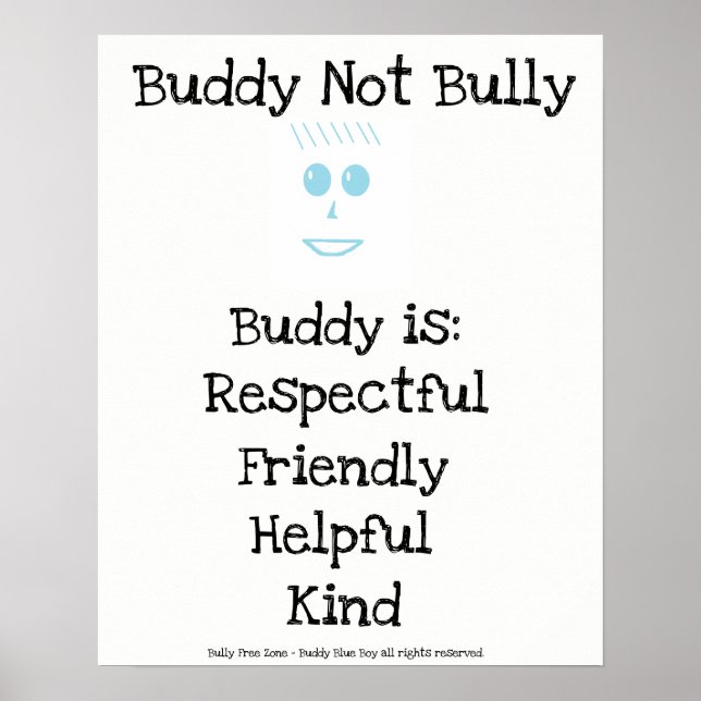 Buddy Not Bully Blue Boy Poster (Front)