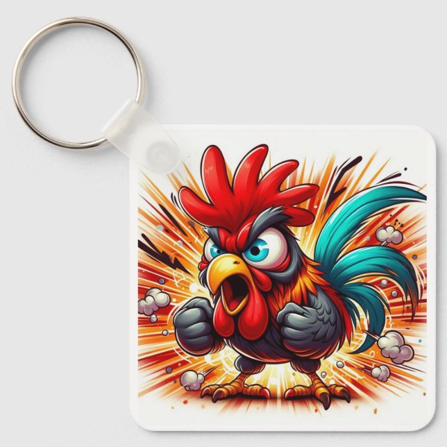 "Buddy Rooster" Double Sided Aluminum Keychain (Front)