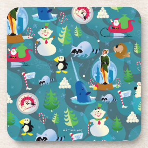 Buddy the Elf and Characters Teal Pattern Coaster