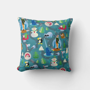 Buddy the Elf and Characters Teal Pattern Cushion