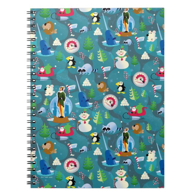 Buddy the Elf and Characters Teal Pattern Notebook (Front)