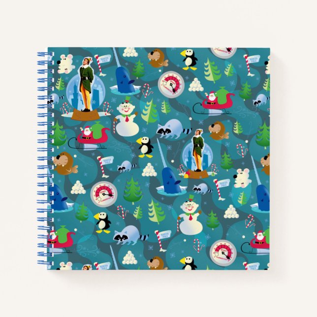 Buddy the Elf and Characters Teal Pattern Notebook (Front)