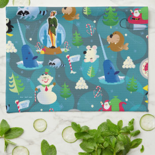 Buddy the Elf and Characters Teal Pattern Tea Towel