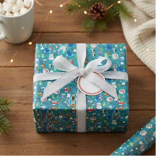 Buddy the Elf and Characters Teal Pattern Wrapping Paper Sheet
