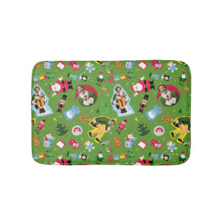 Buddy the Elf and Christmas Icons Pattern Bath Mat