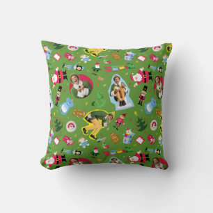 Buddy the Elf and Christmas Icons Pattern Cushion