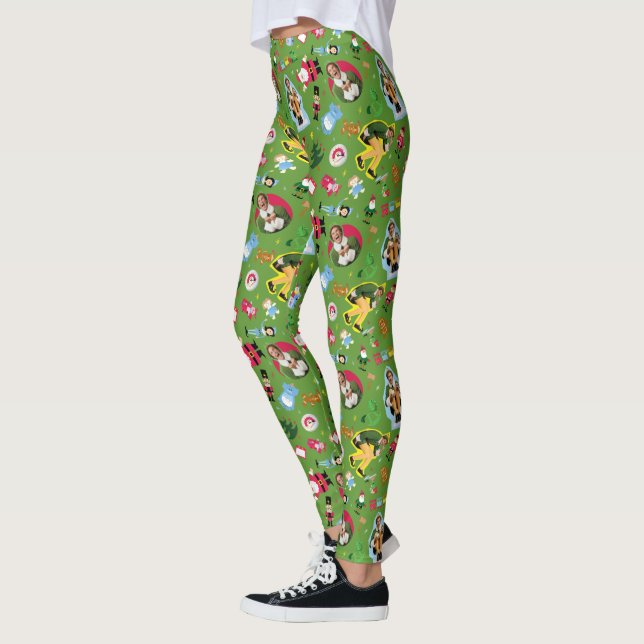 Buddy the Elf and Christmas Icons Pattern Leggings (Left)